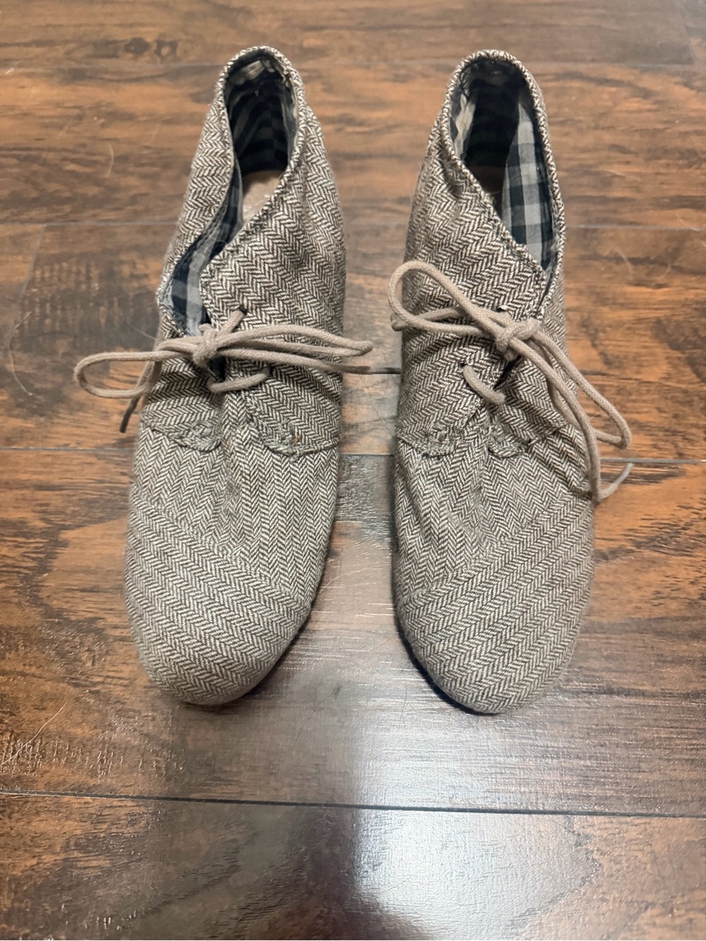 Toms Women's Herringbone Lace-Up Ankle Booties - Taupe